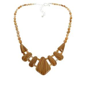 Jay King Picture Jasper & Java Lace Agate Beaded Station Necklace 18"